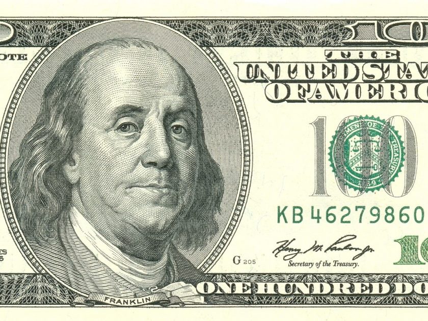 Benjamin Franklin auf der 100 Dollar Note